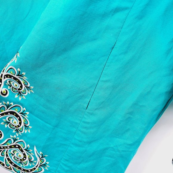 Bob Mackie Wearable Art Tunic Top Jacket L Colorful Embroidered Boho Button Up - Picture 8 of 12